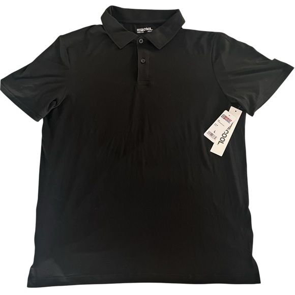 32 Degrees Cool Black Athletic Polo Large Short Sleeve Shirt New - Picture 1 of 9